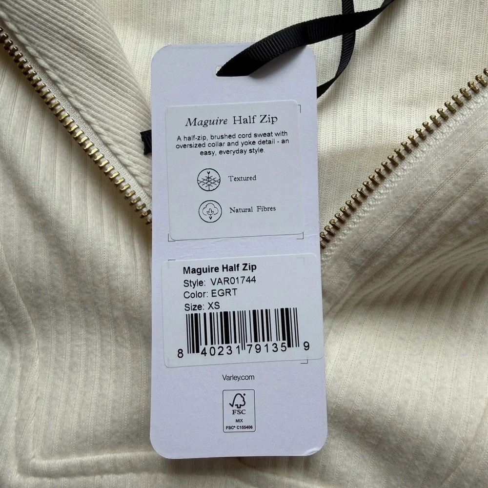 Varley NWT Women’s Maguire Half Zip Sweater Egret Cream Sz XS - Picture 5 of 13